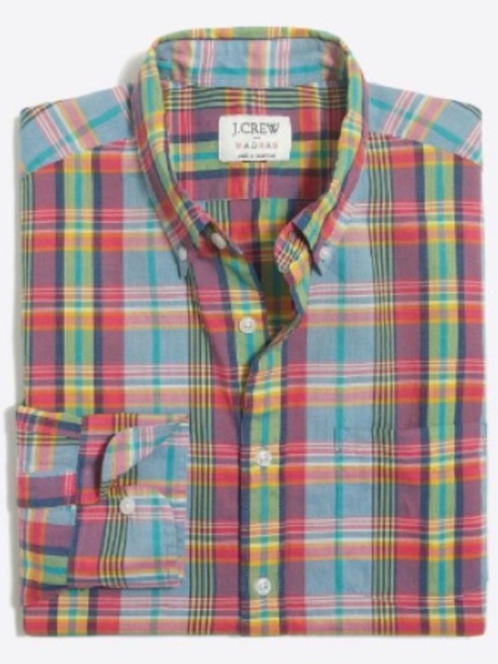 J. Crew Slim Madras Plaid Button Down Oxford Shirt